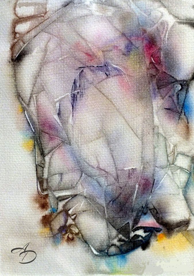 Abstract portrait in watercolor painting by Anna Darasma from the Aquarellissime series.