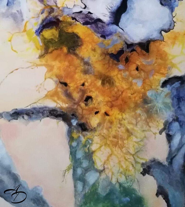 Abstract oil painting inspired by nature by Anna Darasma from the Essenza botanica series.